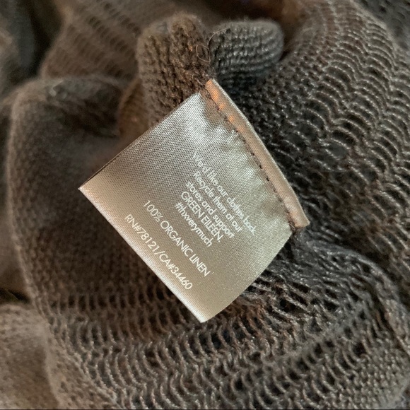 Eileen Fisher Linen Crochet Knit Short Sleeve Top - Picture 7 of 7